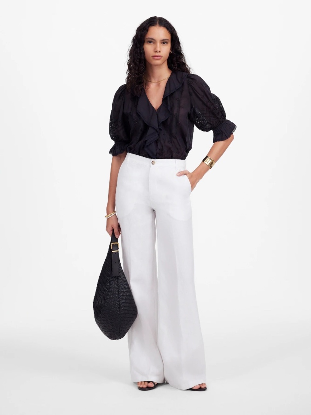 NWT Madewell Zoe Relaxed Wide Leg Linen Pants White Size 2 Coastal Quiet Luxury